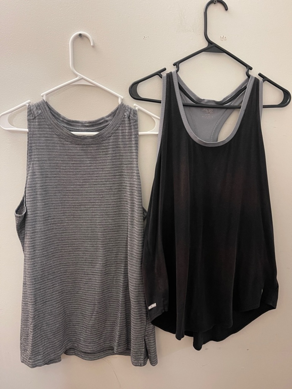 Women’s Layered Tank Duo — Grey Striped & Black Racerback